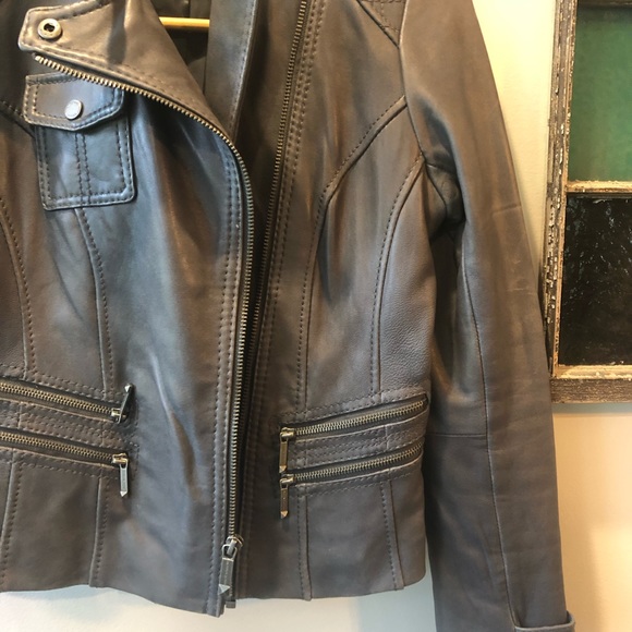 Gray Michael Kors leather jacket - Picture 4 of 7